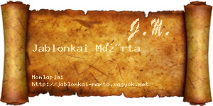 Jablonkai Márta névjegykártya