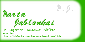 marta jablonkai business card